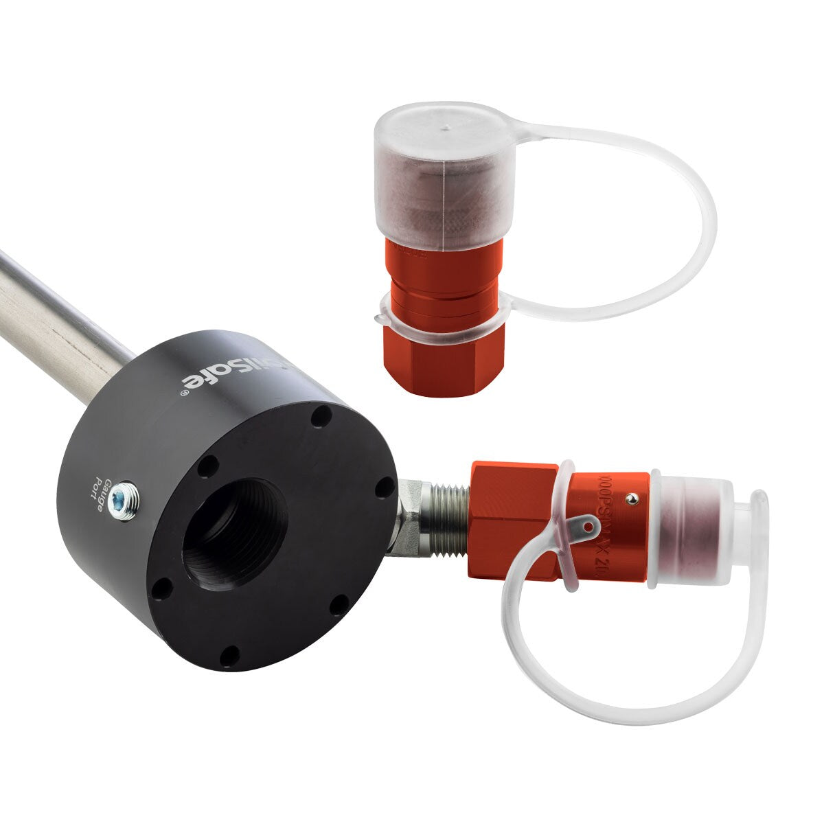 OilSafe® Reservoir Adapter – Red Male & Female Disconnects (SKU: 961RDMF)