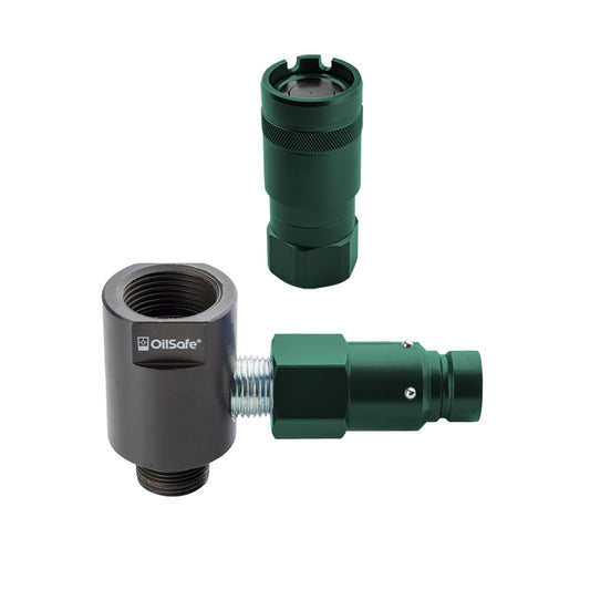 OilSafe® Gear Box Adapter – Dark Green Male & Female Disconnects – 1/2" Fit (SKU: 96212DGMF)