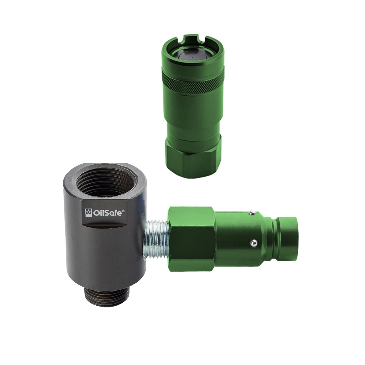 OilSafe® Gear Box Adapter – Mid Green Male & Female Disconnects – 1" Fit (SKU: 9621MGMF)