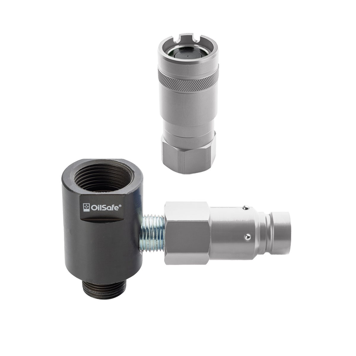 OilSafe® Gear Box Adapter – Silver Male & Female Disconnects – 1" Fit (SKU: 9621SLMF)