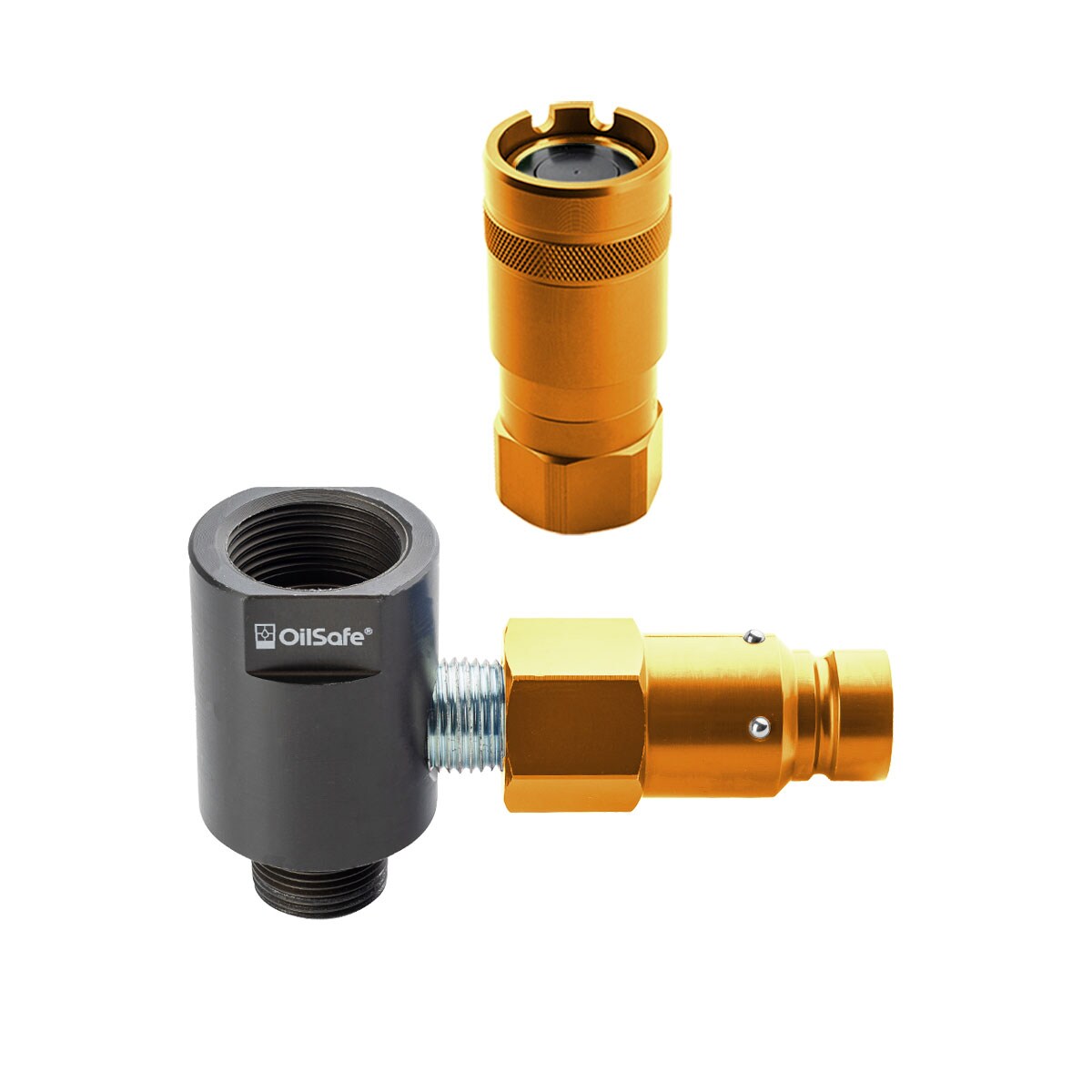 OilSafe® Gear Box Adapter – Yellow Male & Female Disconnects – 1" Fit (SKU: 96100YLMF)
