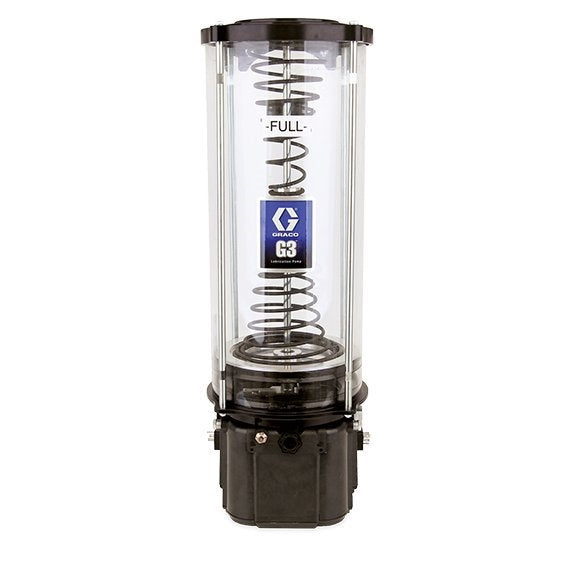 GRACO G3® Standard Grease Lubrication Pump, 24 VDC, 12 Liter One-Piece Reservoir, Follower Plate, External Low Level, DIN (Part No. 96G501)