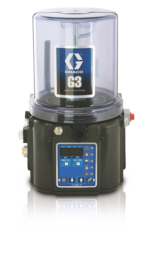 GRACO G3® Pro Grease Lubrication Pump, 90-240 VAC, 4 Liter, Low Level with Controller, DIN (Part No. 96G075)