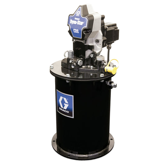 GRACO Compact Dyna-Star® 24 VDC Series Progressive Grease Pump and 12 L Reservoir, Follower Plate, Low-Level Switch (Part No. CD1011)