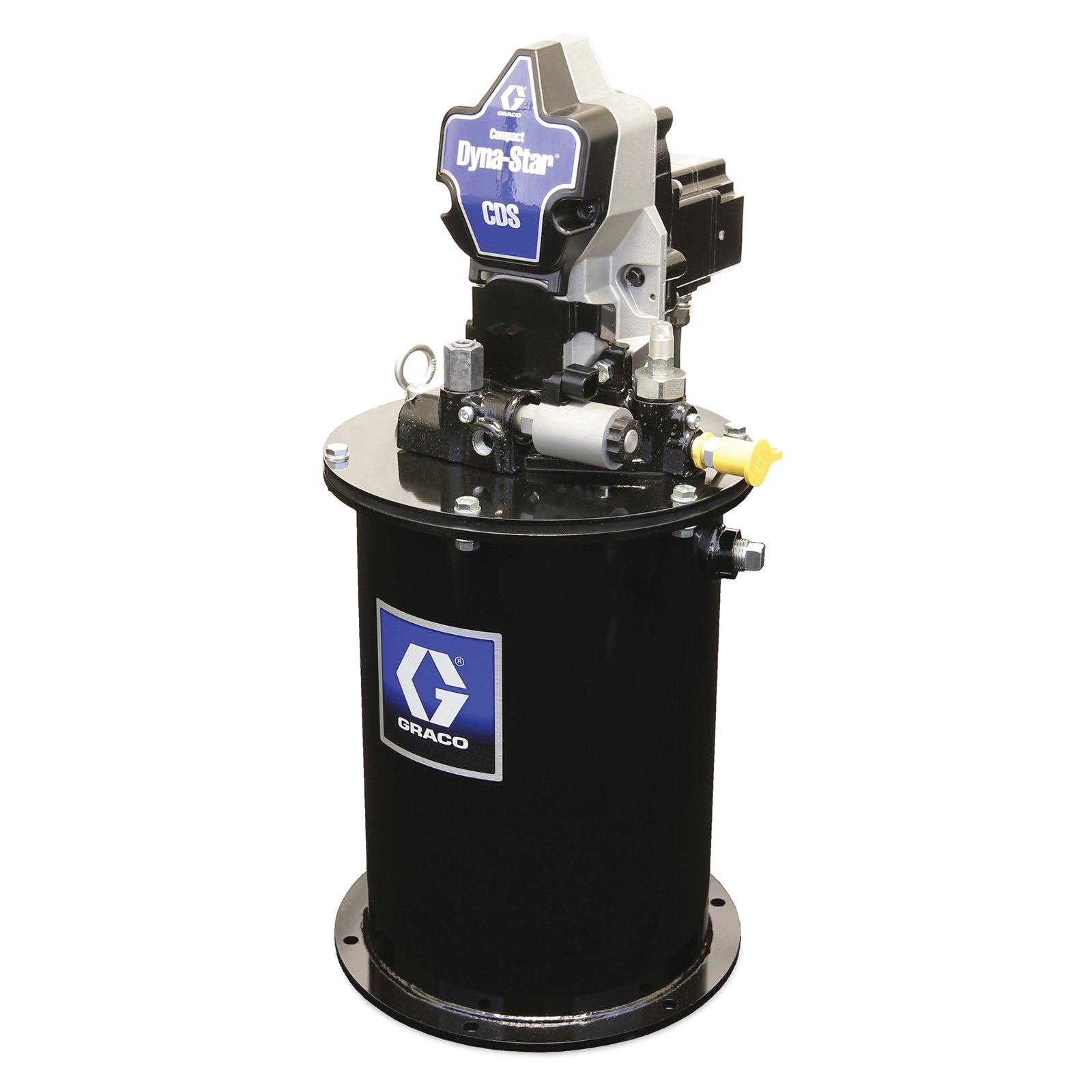 GRACO Compact Dyna-Star® 24 VDC Vent-Valve Grease Pump, 12 L Reservoir, Follower Plate, Pressure and Low-Level Switch, Auto-Fill Shut Off (Part No. CD1213)