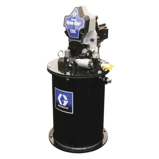 GRACO Compact Dyna-Star® 24 VDC Vent-Valve Grease Pump, 12 L Reservoir, Follower Plate, Pressure and Low-Level Switch, Auto-Fill Shut Off (Part No. CD1213)