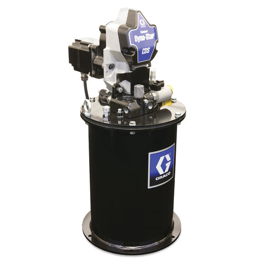 GRACO Compact Dyna-Star® 24 VDC Vent-Valve Grease Pump, 12 L Reservoir, Follower Plate, Pressure and Level Reporting, Auto-Fill Shut Off (Part No. CD1314)