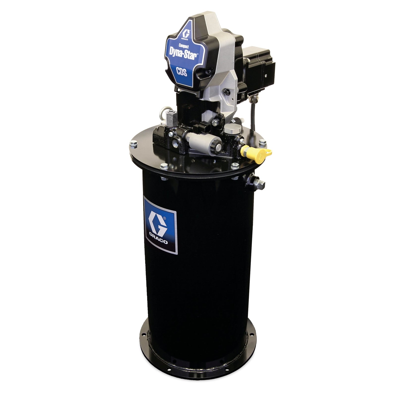 GRACO Compact Dyna-Star® 24 VDC Vent-Valve Grease Pump, 20 L Reservoir, Follower Plate, Pressure and Level Reporting (Part No. CD2322)