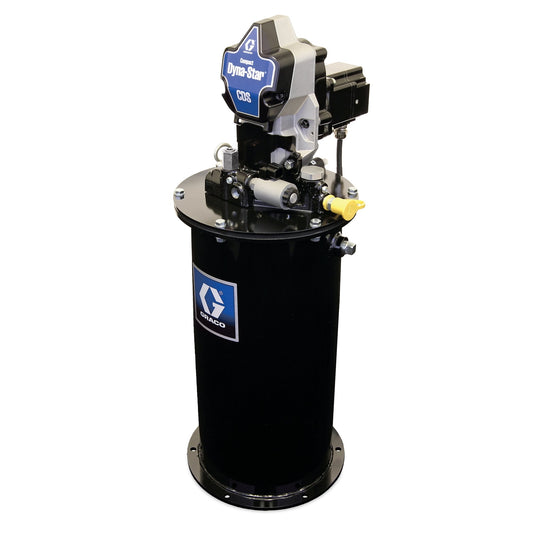 GRACO Compact Dyna-Star® 24 VDC Vent-Valve Grease Pump, 20 L Reservoir, Follower Plate, Pressure and Level Reporting (Part No. CD2322)