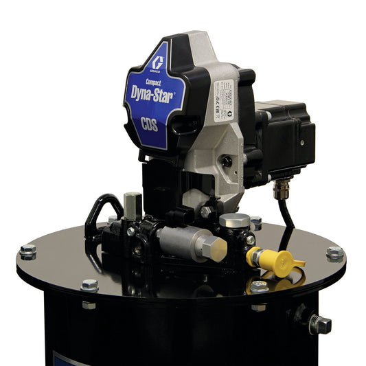 GRACO Compact Dyna-Star® 24 VDC Vent-Valve Grease Pump and 60 lb Reservoir, Follower Plate, Low-Level Switch (Part No. CD3161)