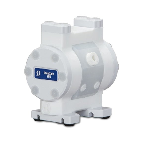 GRACO ChemSafe 205 Air Operated Double Diaphragm Plastic Pump with PTFE Seat, PTFE Ball, Overmolded PTFE Diaphragm, PTFE Fluid Path & NPT Port (Part No. 24X429)