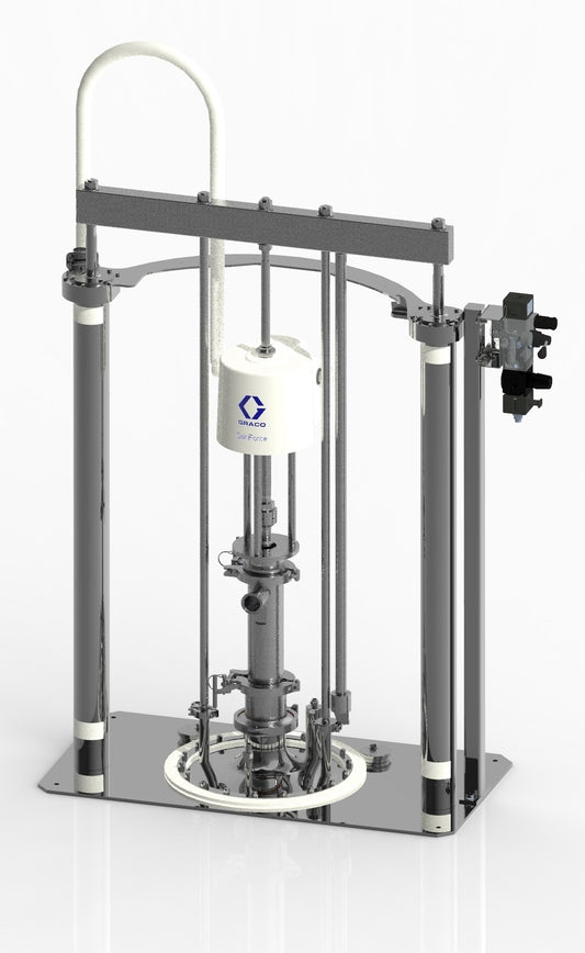 GRACO SaniForce Ram Unit, Carbon Steel Frame, 12:1 PP, Static Wiper, Exposed Pneumatic Controls (Part No. SDU.B05BBC7AA0C21)