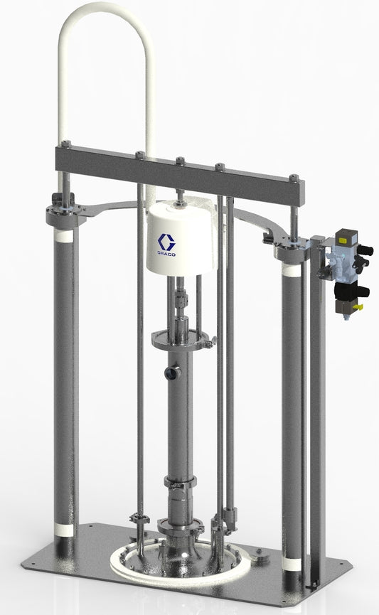 GRACO SaniForce Ram Unit, Carbon Steel Frame, 5:1 DB, Static Wiper, Exposed Pneumatic Controls (Part No. SDU.B01BBC7AA0C21)