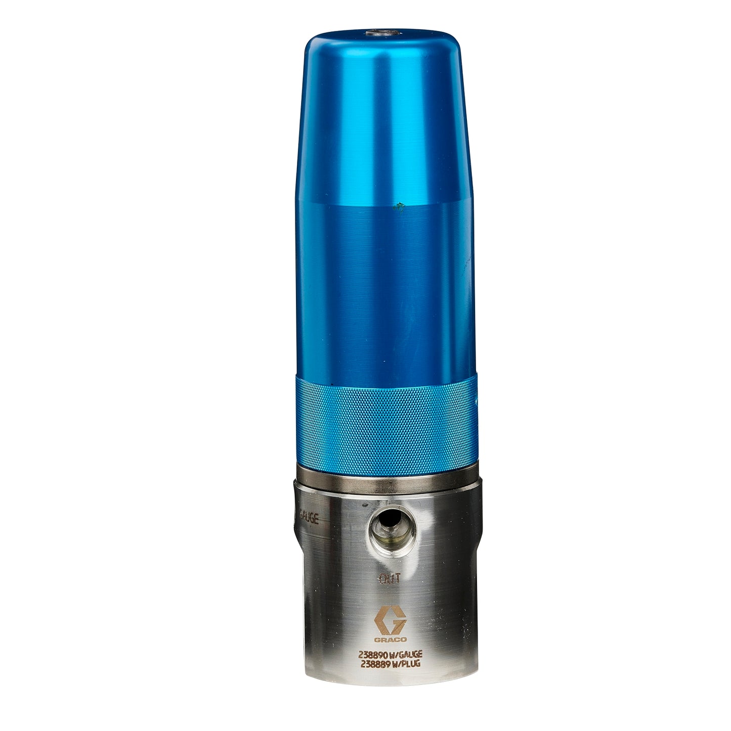 GRACO Corrosion Resistant High Pressure Fluid Regulator, 500-3000 psi Range, 1.0 GPM, SST, Spring, 3/8(f) x 3/8(f), 1/4(f) Port, with Gauge (Part No. 238890)