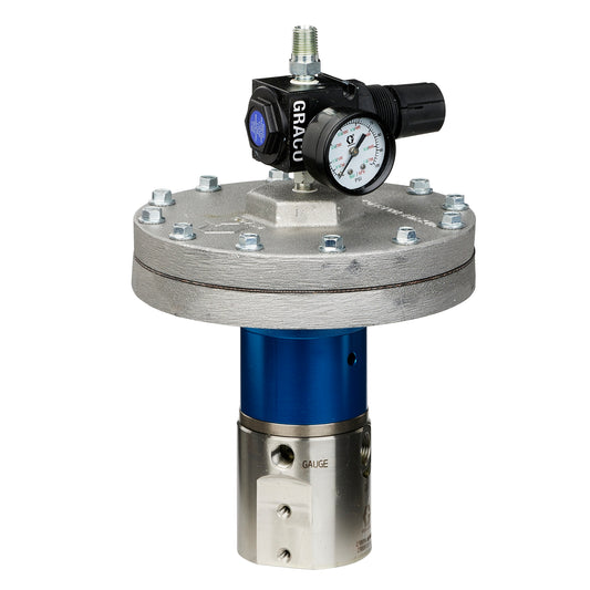 GRACO Corrosion Resistant High Fluid Pressure Regulator, 500-4000 psi Range, 1.0 gpm, SST, Air, 3/8(f) x 3/8(f), 1/4(f) Port, with gauge (Part No. 238894)