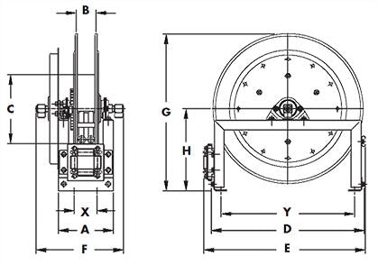 Hannay Reel 615-23-24-10.5B | Hose & Cable Reel | 1/2" Viton Seals, Full Flow Swivel Joints, Spec Roller Position – Durable Industrial Grade Reel
