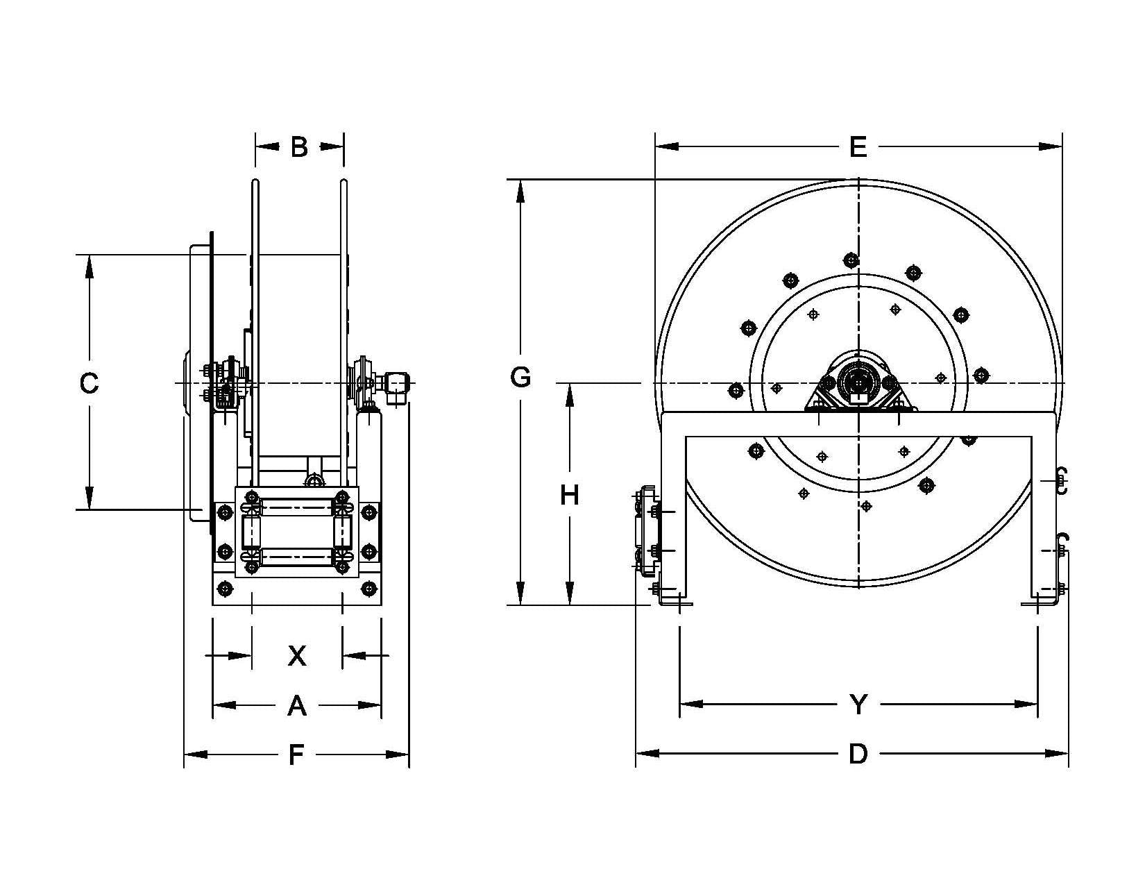 Hannay Reel 718-30-31-20D | Hose & Cable Reel | 1/2" Buna Bp Su Swl Jt, Spec Roller Position – Durable Industrial Hose Management Solution