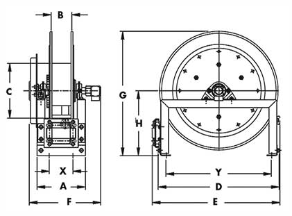 Hannay Reel 818-25-26-10.5B | Hose & Cable Reel | 1" Buna Bp Su Swl Jt, Spec Roller Position – Durable Industrial Hose Management Solution