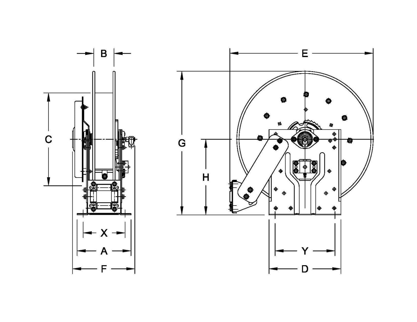 Hannay Reel N515-19-20-10.5J | Hose & Cable Reel | 1/4" Buna Su Swl, 1/4" F Riser With Access Hole, Spec Roller Position – Durable Industrial Hose Reel