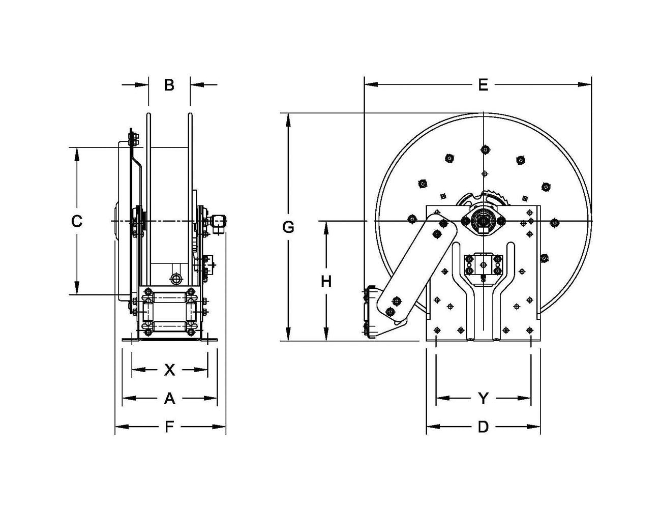 Hannay Reel N716-16-17-10.5C | Hose & Cable Reel | 1/2" Buna Bp Su Swl Jt, Spec Roller Position – Durable Industrial Hose Reel