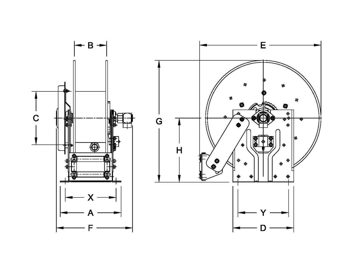 Hannay Reel N816-19-20-10.5J | Hose & Cable Reel | 1" Buna Bp Su Swl Jt, Spec Roller Position – Durable Industrial Hose Reel