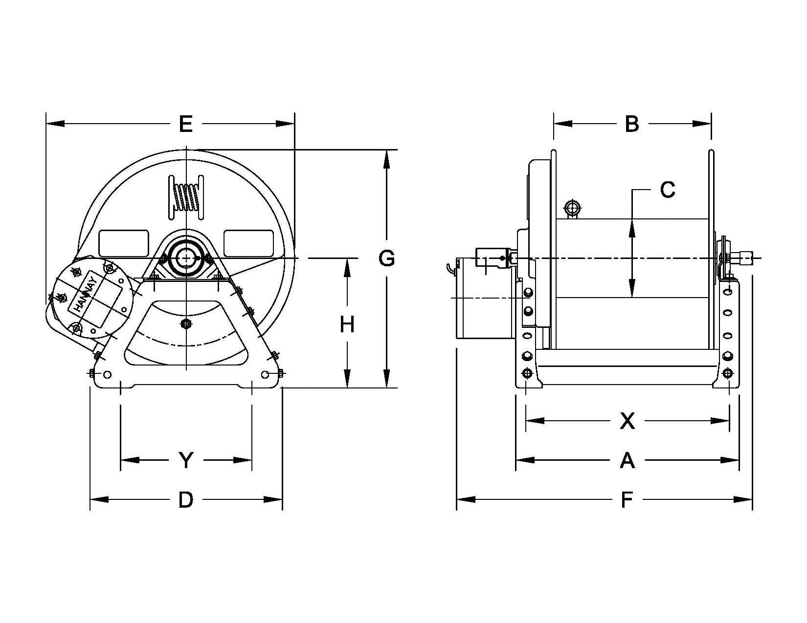 Hannay Reel E1514-17-18 | Hose & Cable Reel | 12V, 227 Meter Capacity, Aflas Seals, Stainless Steel Construction