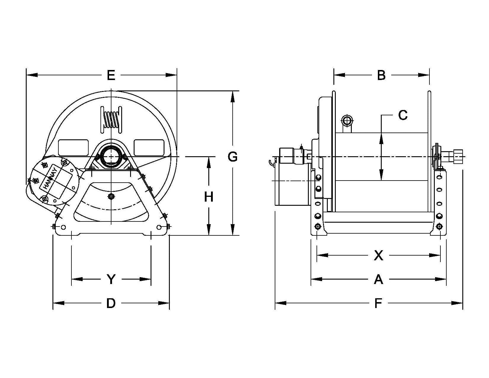 Hannay Reel E1836-17-18 | Hose & Cable Reel | 12V, 227 Meter Capacity, Viton Seals, Swl Rated – Durable Industrial-Grade Reel