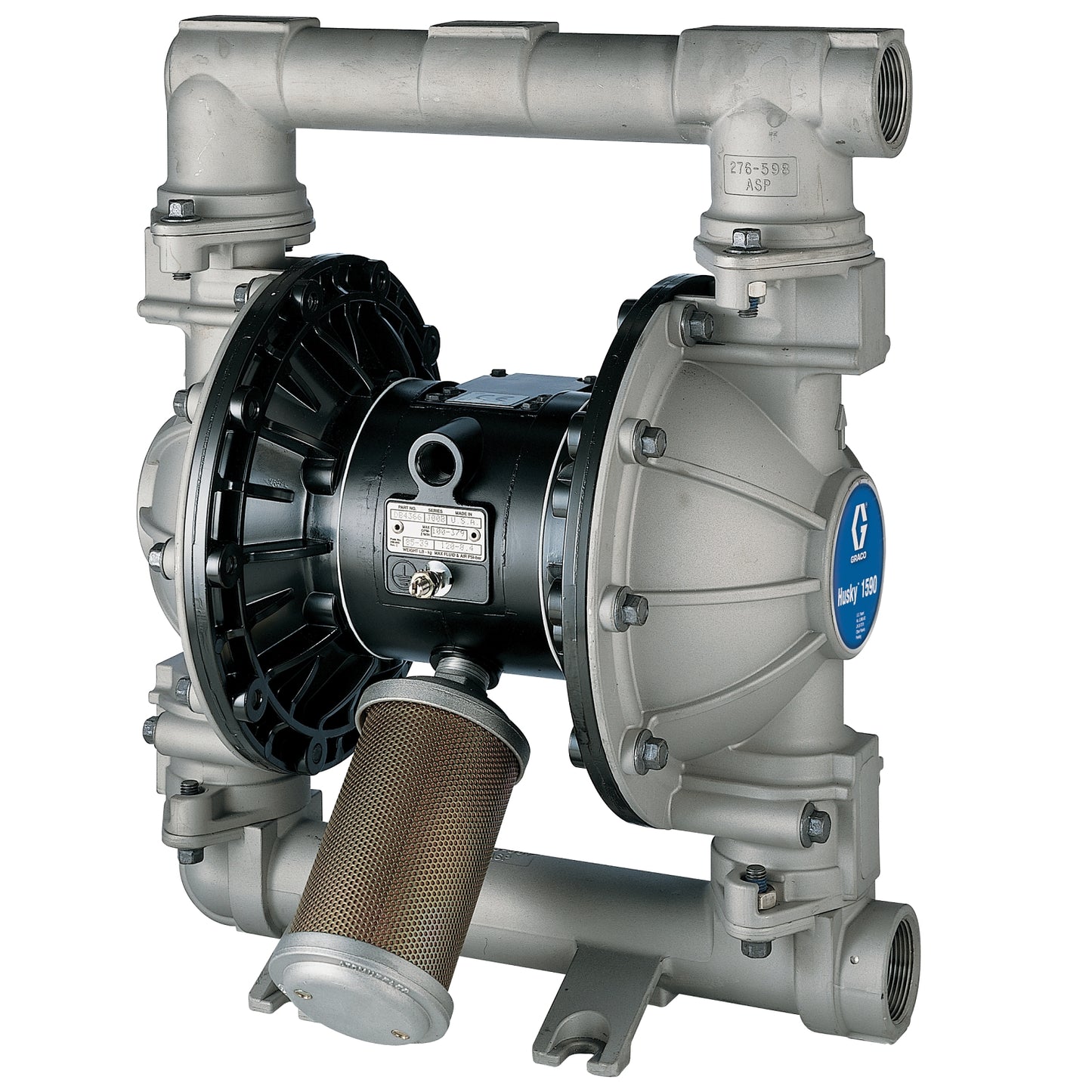 GRACO Husky 1590 SS Pump, SS Center Section, SS Seats, PTFE Balls & PO Diaphragm (Part No. 24B780)