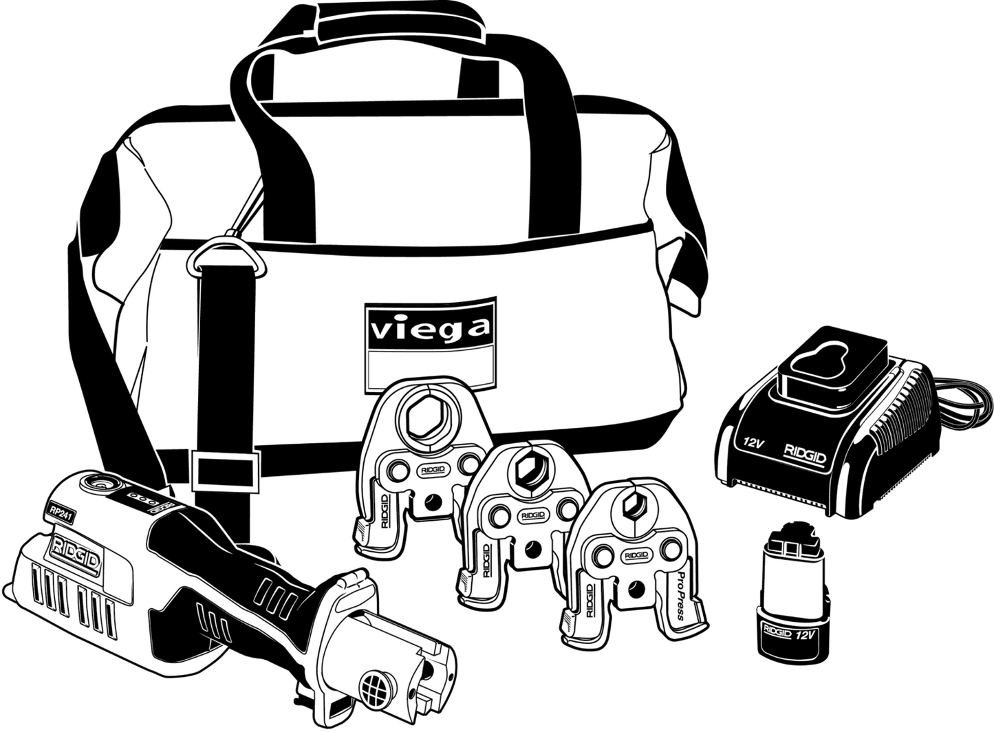 Ridgid Rp 241, Various, Press Jaws: Viega Pureflow Press; For D: 1/2, 3/4, 1 | Viega ProPress System (SKU: 56022)