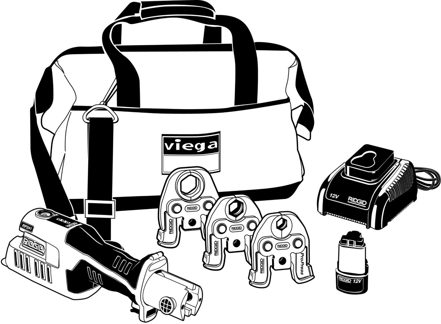 Ridgid Rp 241, Various, Press Jaws: Viega Pureflow Press; For D: 1/2, 3/4, 1 | Viega ProPress System (SKU: 56022)