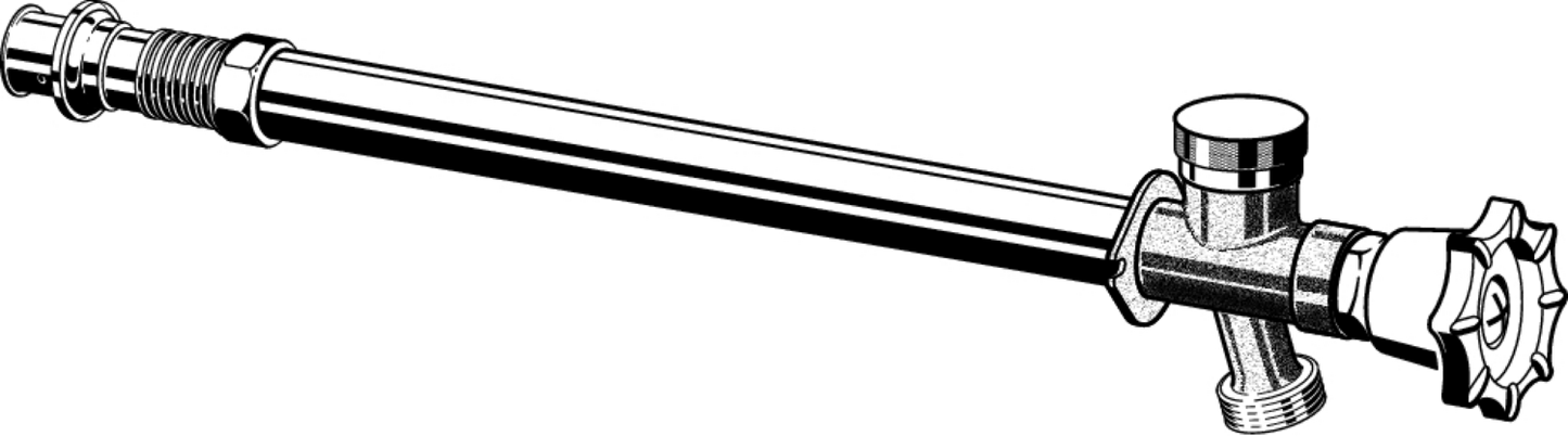 Viega Pureflow Press Wall Hydrant Chrome – Plated Brass L[in]: 10 – 1/2" | Viega ProPress System (SKU: 97120)