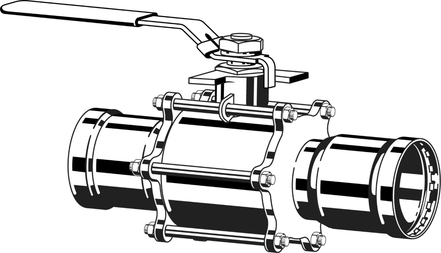 Viega Megapress Fkm 3 – Piece Ball Valve 316 Stainless Steel Valve/carbon Steel Press Ends – 4 × 4 | Viega MegaPress System (SKU: 86690)