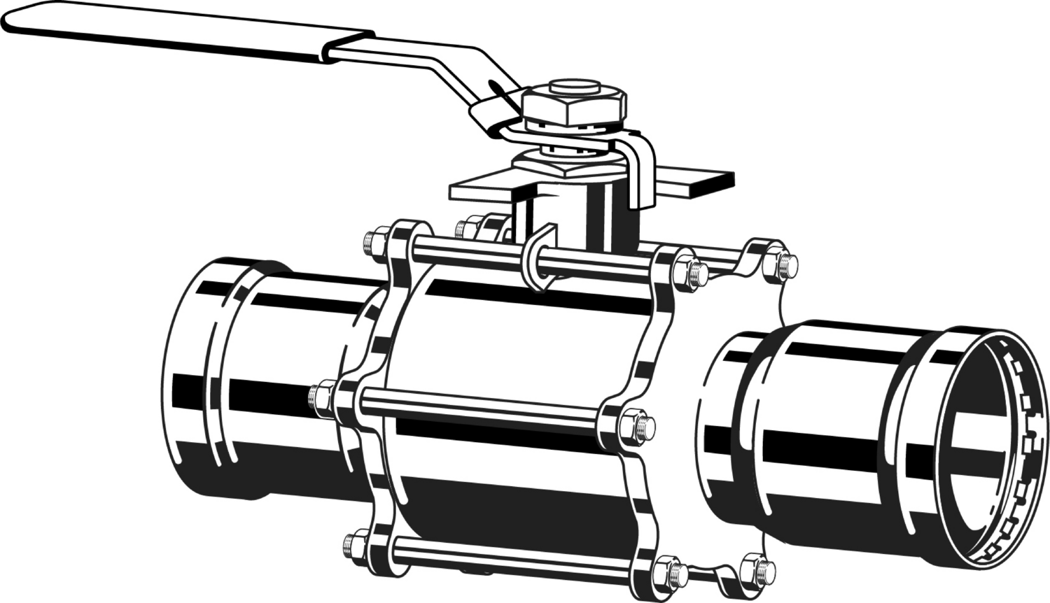Viega Megapress 316 3 – Piece Ball Valve 316 Stainless Steel – 3 × 3 | Viega MegaPress System (SKU: 86935)