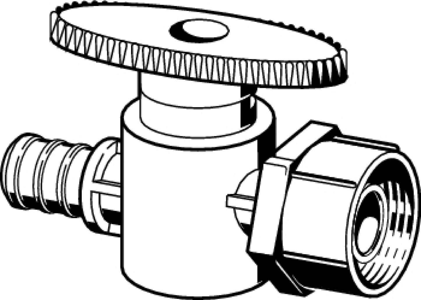 Viega Pureflow Crimp Stop Valve Polyalloy Crimp: 1/2" Closet: 1/2" – P: 1/2" – P: 1/2" Closet: 1/2" – P: 1/2" | Viega ProPress System (SKU: 43003)