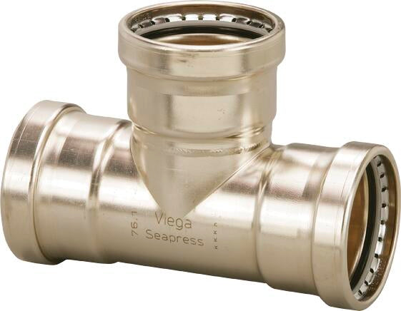 Seapress Xl Tee – Cunife 90/10, 108mm Press × 54mm Press × 108mm Press | Viega Seapress Metric Press System | Viega SeaPress System (SKU: 453862)