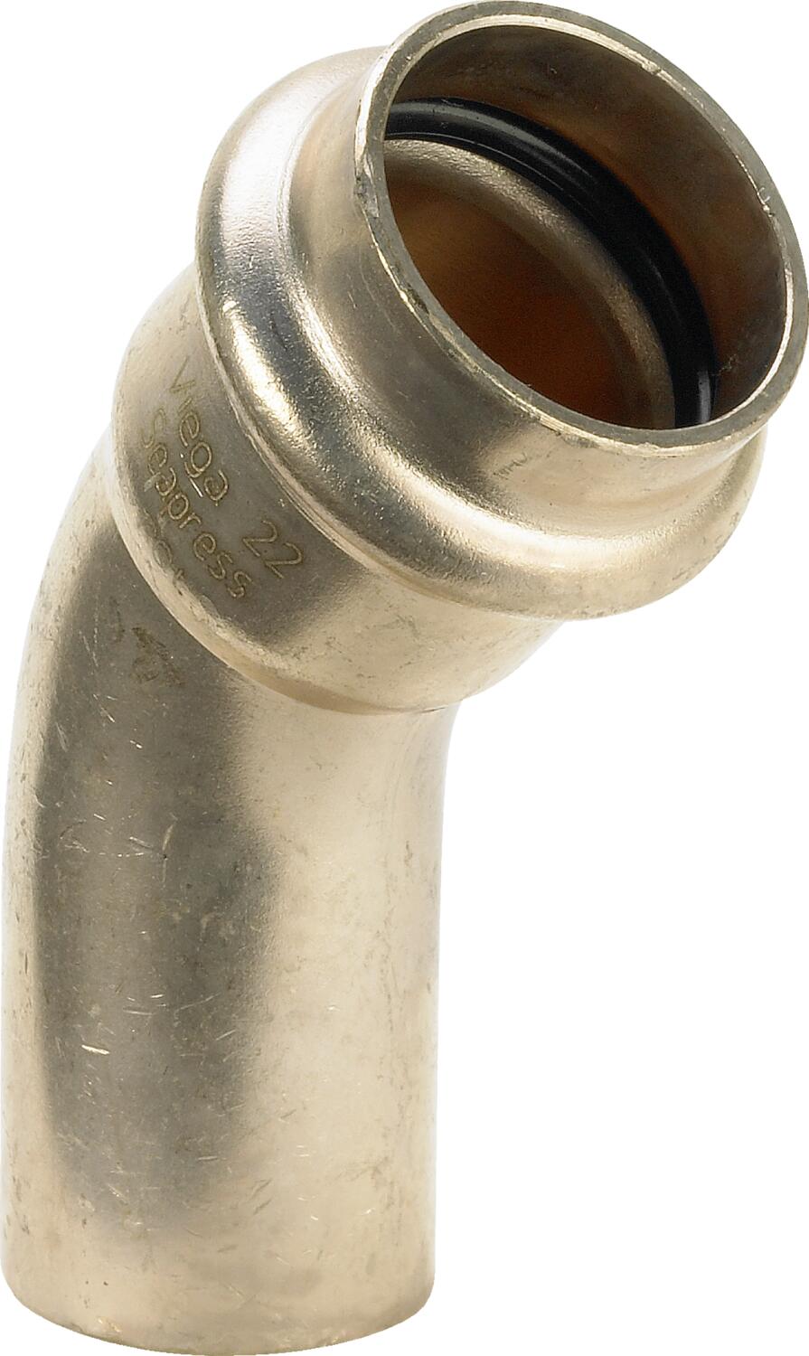 Seapress 45° Elbow – Cunife 90/10, 28mm Press × 28mm Flange | Viega Seapress Metric Press System | Viega SeaPress System (SKU: 453961)