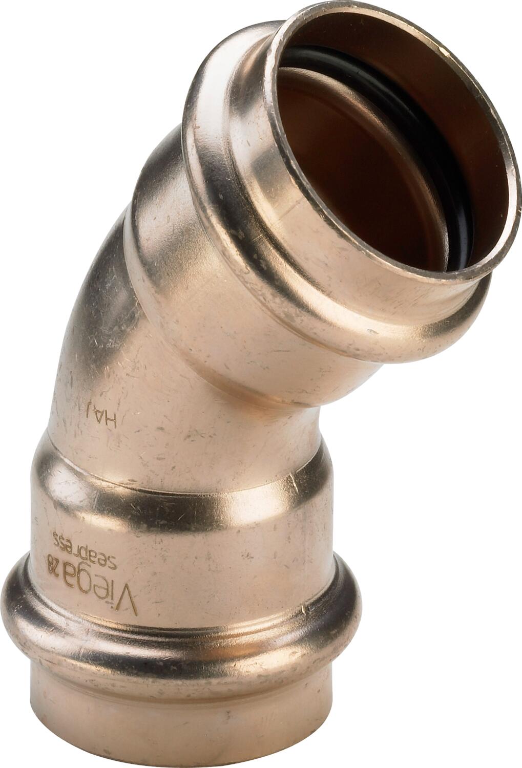 Seapress 45° Elbow – Cunife 90/10, 42mm Press × 42mm Press | Viega Seapress Metric Press System | Viega SeaPress System (SKU: 453923)