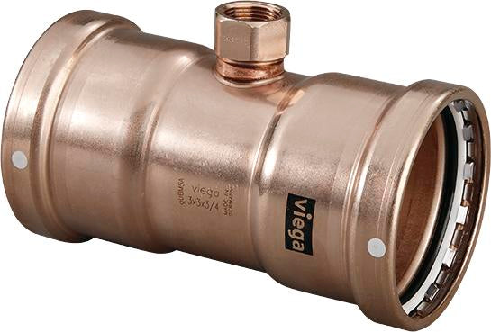 Viega Megapress Tee Cunife 90/10" Fpt: 1/2" – 3 × 3 | Viega SeaPress System (SKU: 88300)