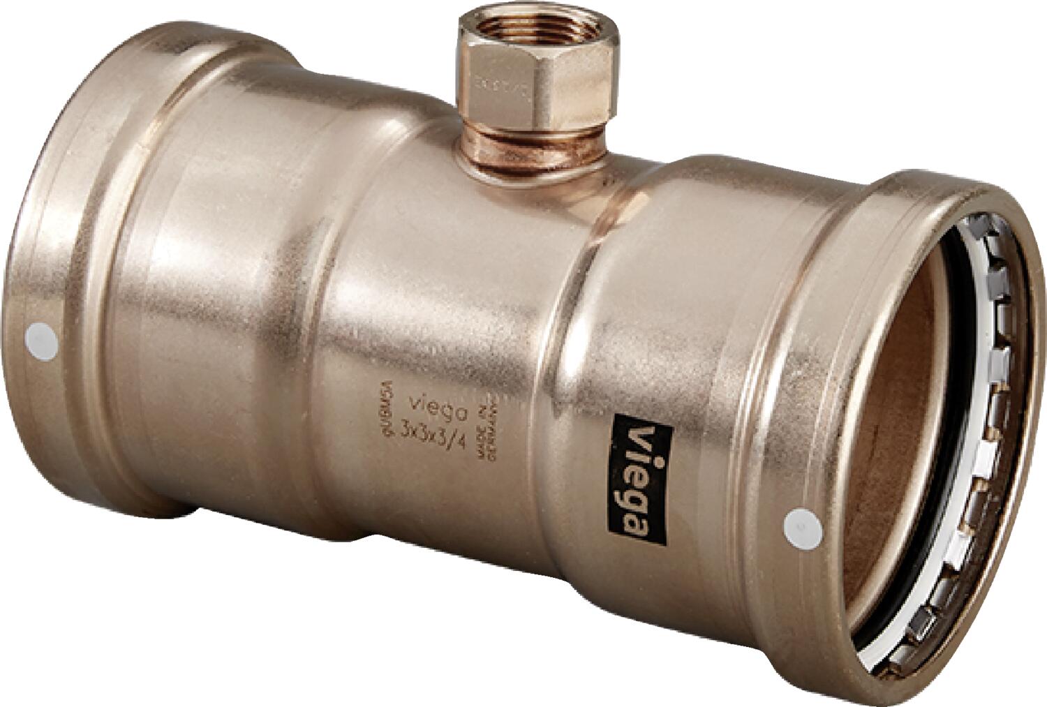 Viega Megapress Tee Cunife 90/10" Fpt: 3/4" – 4 × 4 | Viega SeaPress System (SKU: 88315)