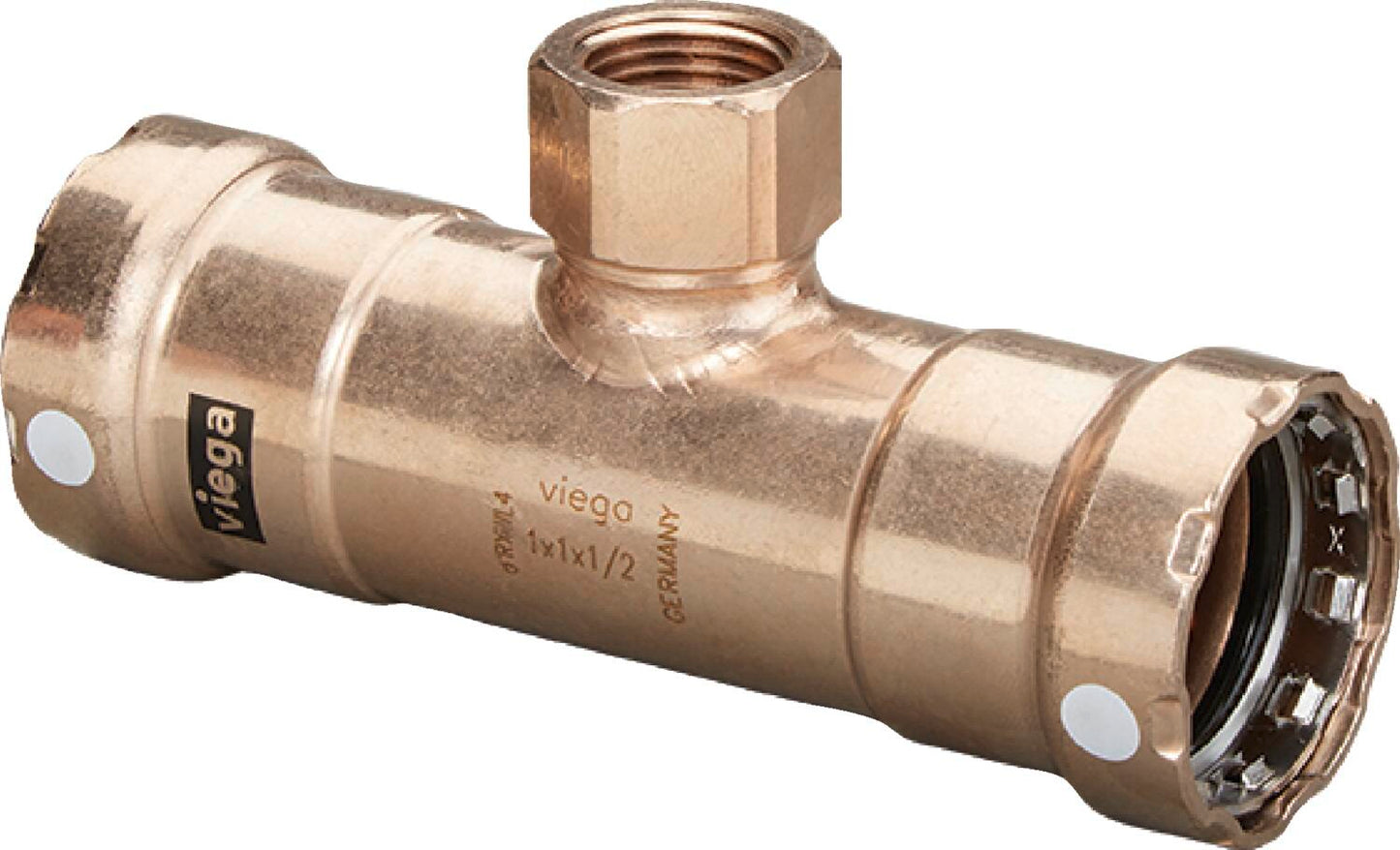 Viega Megapress Tee Cunife 90/10" Fpt: 1/2" – 2 × 2 | Viega SeaPress System (SKU: 88290)