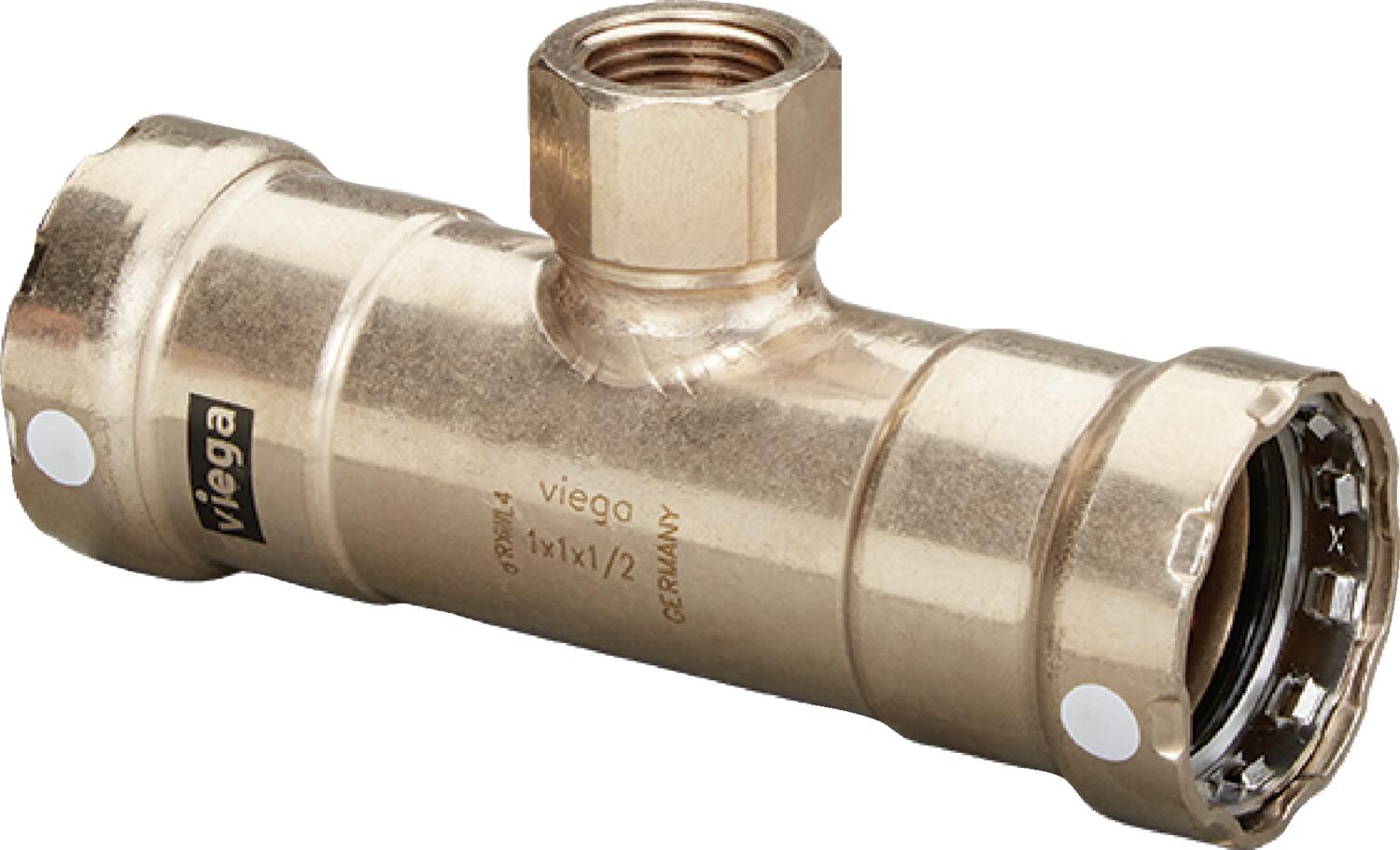 Viega Megapress Tee Cunife 90/10" Fpt: 1/2" – 2 × 2 | Viega SeaPress System (SKU: 88290)