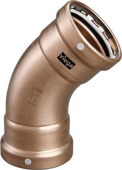 Viega Megapress 45° Elbow Cunife 90/10" – 3 × 3 | Viega SeaPress System (SKU: 88125)