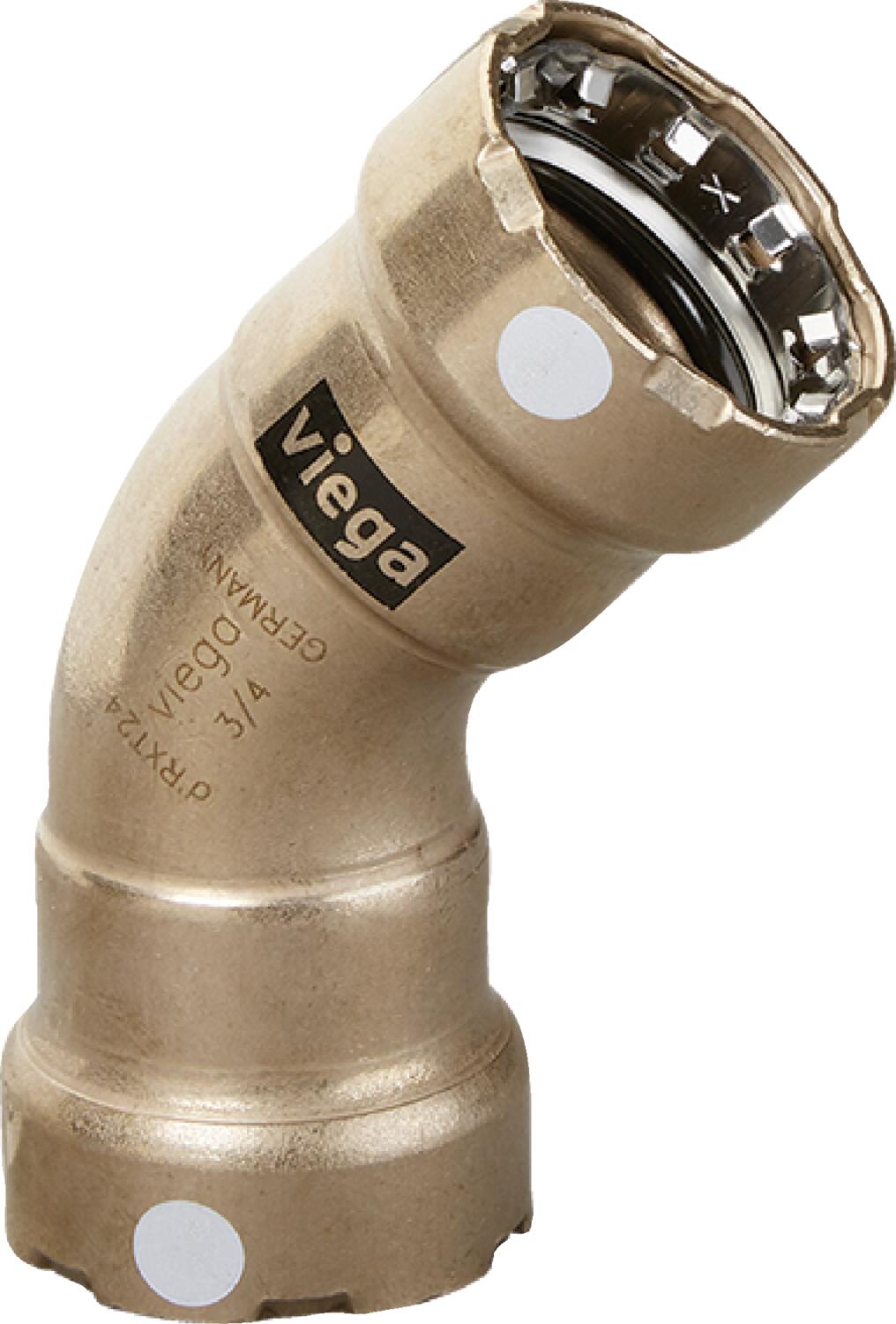 Viega Megapress 45° Elbow Cunife 90/10" – 11/4 × 11/4 | Viega SeaPress System (SKU: 88105)