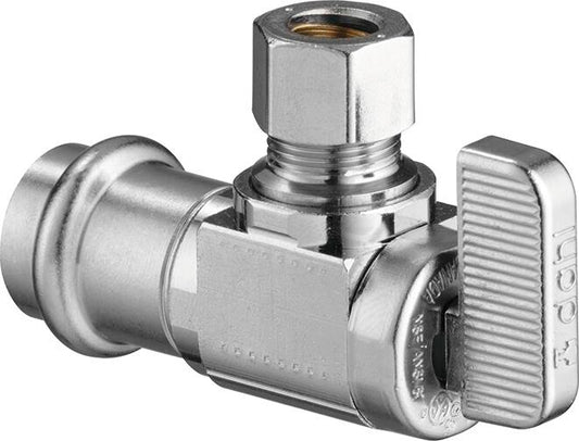 Viega Propress Stop Valve Nickel – Plated Brass Cts: 3/8" – 1/2" | Viega ProPress System (SKU: 89995)