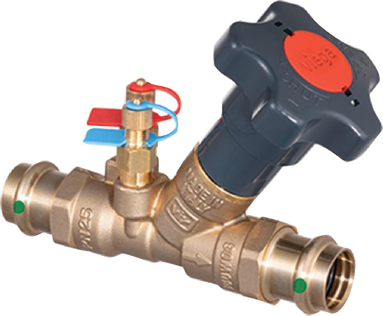 Viega Propress Manual Balancing Valve Brass Valve Size (cts): 1/2" Gpm = Gallons Per Minute: 0.98 – 2.35 – 1/2" × 1/2" | Viega ProPress System (SKU: 82110)