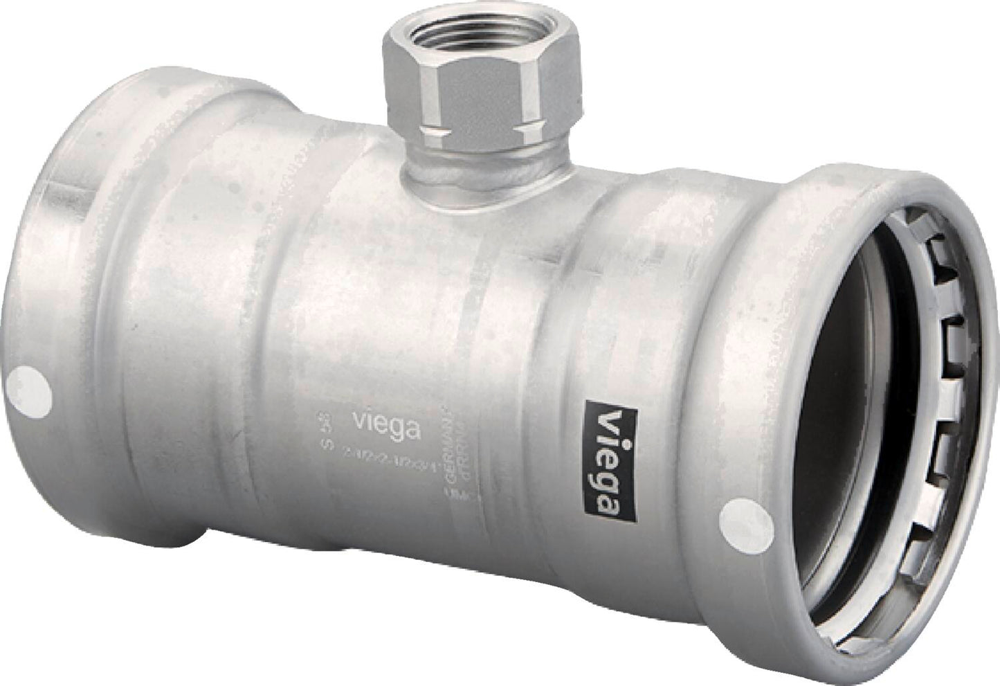 Viega Megapress Tee 304 Stainless Steel Fpt: 3/4" – 21/2 × 21/2 | Viega MegaPress System (SKU: 95620)
