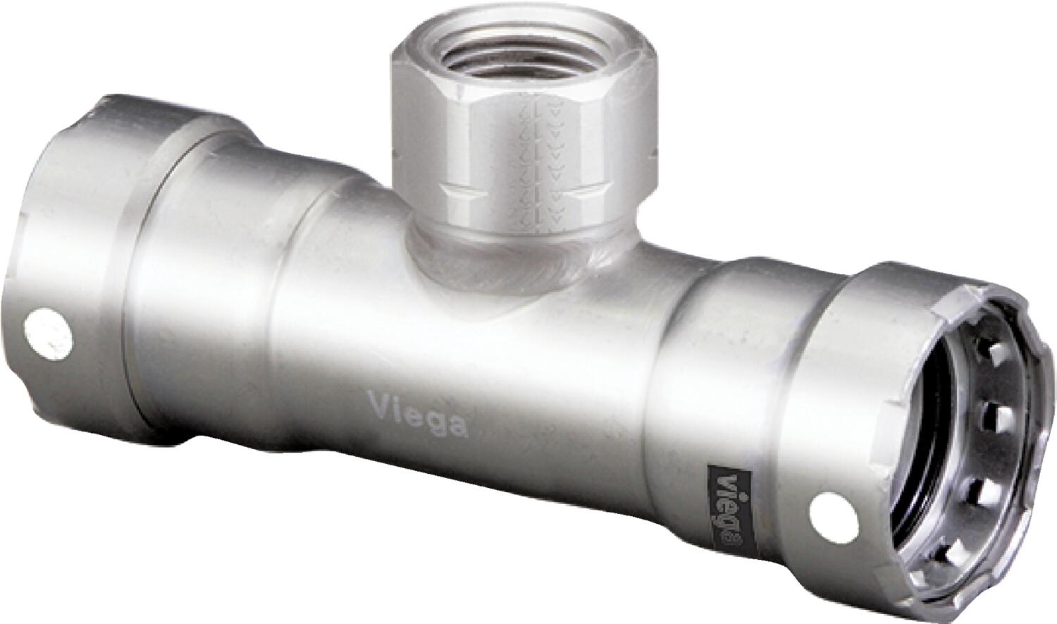 Viega Megapress Tee 304 Stainless Steel Fpt: 3/4" – 3/4" × 3/4" | Viega MegaPress System (SKU: 95185)