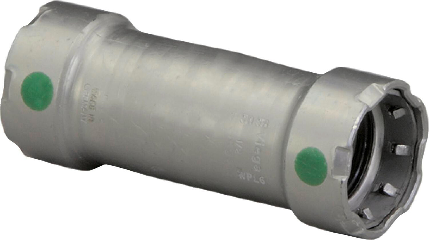 Viega Megapress Extended Coupling Carbon Steel Zinc – Nickel Coating – 1/2" × 1/2" | Viega MegaPress System (SKU: 25070)