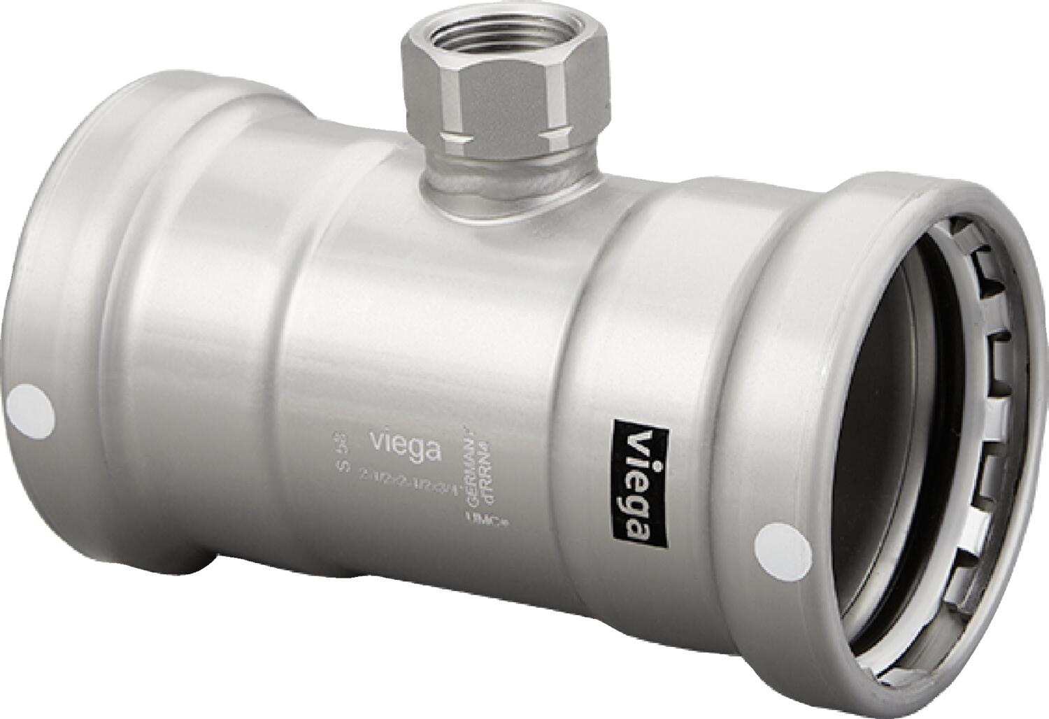 Viega Megapress Tee Carbon Steel Zinc – Nickel Coating Fpt: 3/4" – 21/2 × 21/2 | Viega MegaPress System (SKU: 26625)