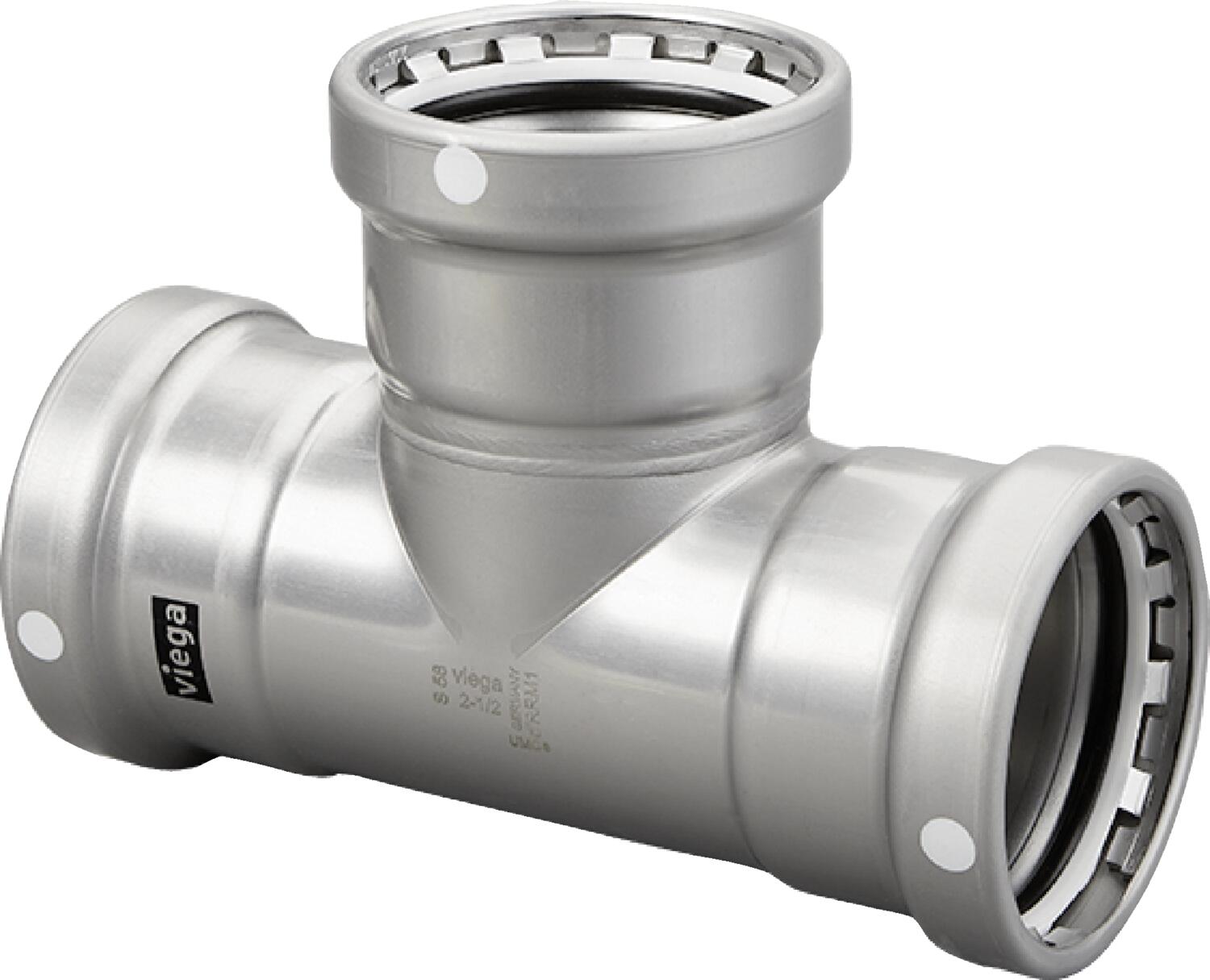 Viega Megapress Tee Carbon Steel Zinc – Nickel Coating – 3 × 3 × 2 | Viega MegaPress System (SKU: 26585)